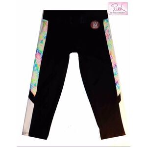 NWT Sz XS Victoria's Secret PINK Ultimate Extreme Crop Leggings Black White New!